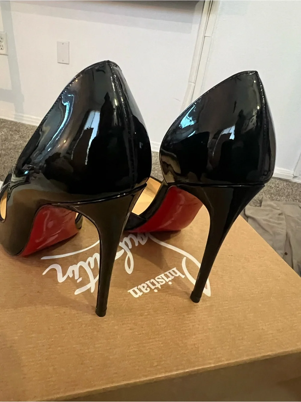 Christian Louboutin IRIZA100 Black Patent Pumps, Size 35-Worn Twice,Box Included